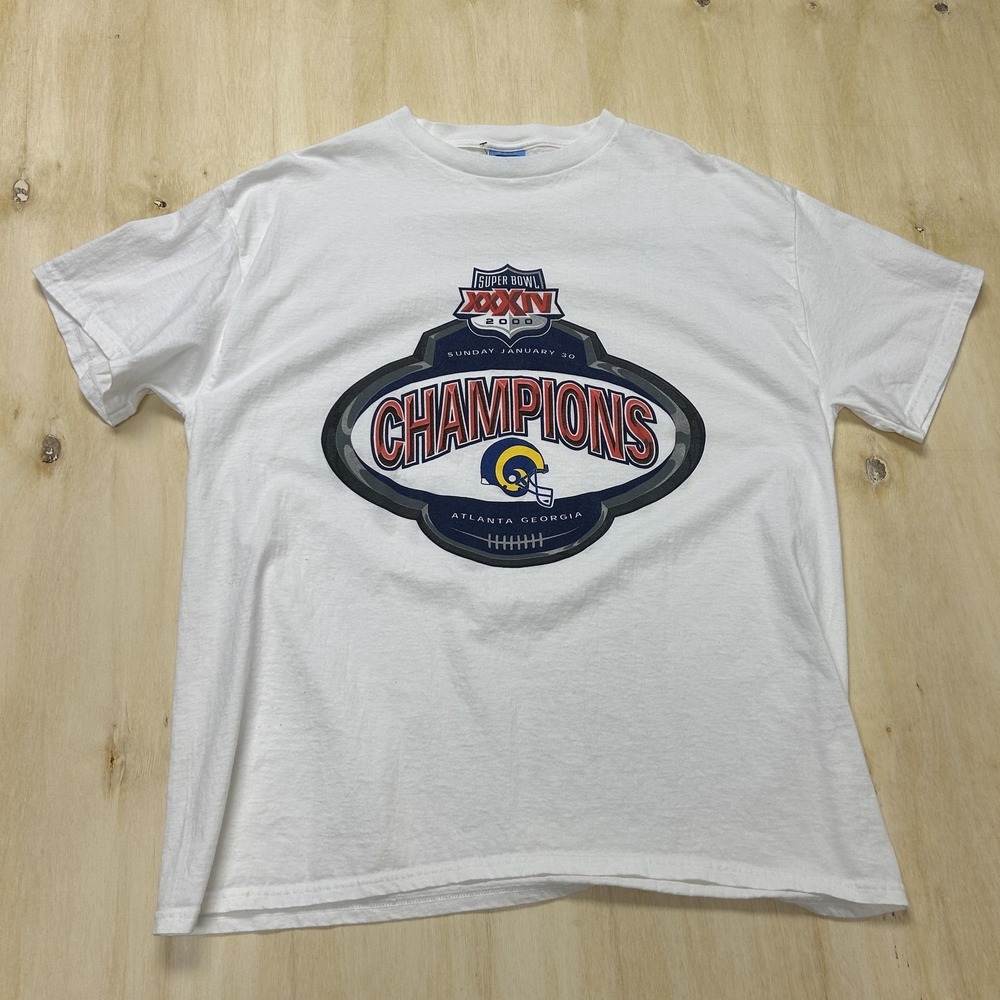 Y2K St Louis Rams Shirt Mens XL White NFL SPL 28 Super Bowl XXXIV Champions